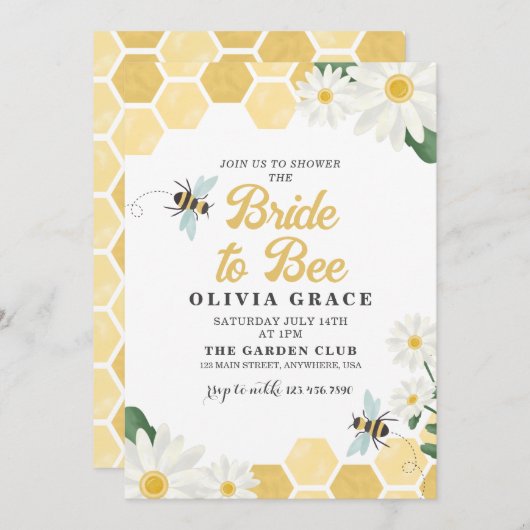 Daisy Mariée à Bee nuptiale douche Invitation (Devant / Derrière)