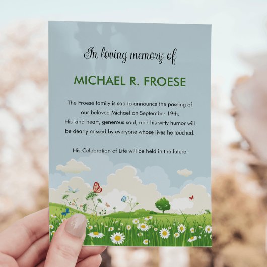 Daisy Meadow Photo Faire-part de la mort