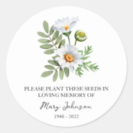 Daisy Memorial Funeral Seed Packet Ronde Sticker
