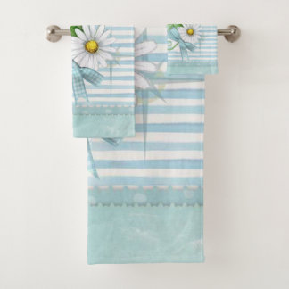 Daisy met blauwe strepen bad handdoek