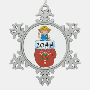Daisy Mitten Blonde Tin Sneeuwvlok Ornament