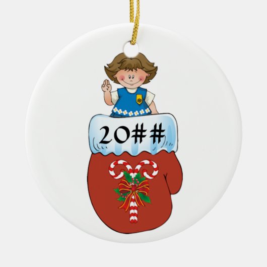 Daisy Mitten Brunette Keramisch Ornament (Voorkant)