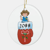 Daisy Mitten Brunette Keramisch Ornament (Links)