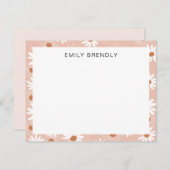 Daisy Modern Hand Drawn Pattern Flat Note Card Notitiekaartje (Voorkant / Achterkant)