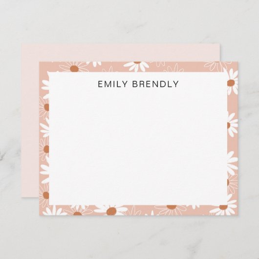 Daisy Modern Hand Drawn Pattern Flat Note Card Notitiekaartje (Voorkant / Achterkant)