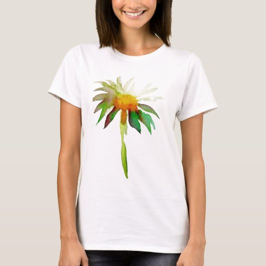 Daisy moderne waterverf kunstbloem t-shirt (Voorkant)