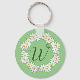 Daisy Monogram Groene Sleutelhanger