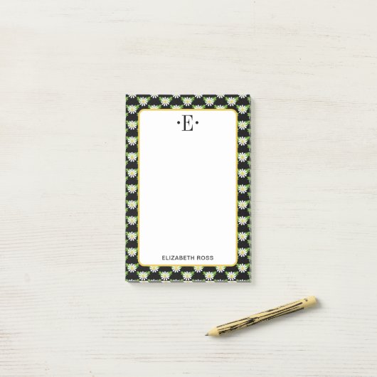 Daisy Monogram Post-it® Notes (Op bureau)
