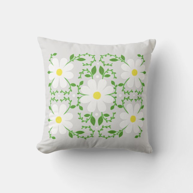Daisy motif floral lancer oreiller (Recto)