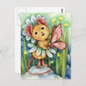 Daisy Mouse Fantasy Animal Art Briefkaart (Voorkant / Achterkant)