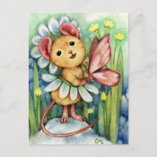 Daisy Mouse Fantasy Animal Art Briefkaart (Voorkant)