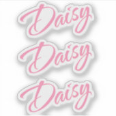 Daisy name roze cursieve doopvont x3 sticker (Voorkant)