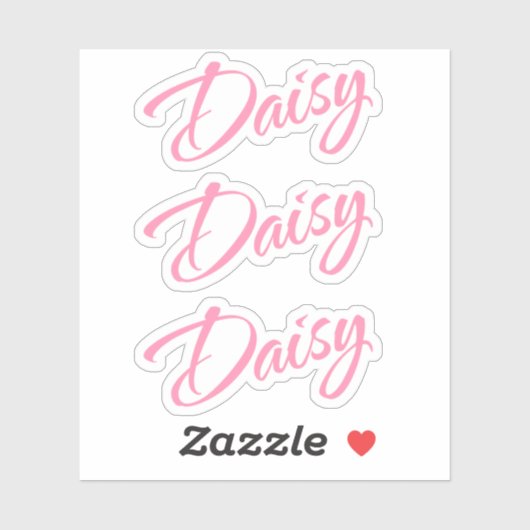 Daisy name roze cursieve doopvont x3 sticker (Vel)