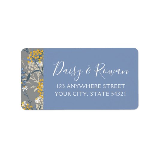 Daisy Navy Blue & Yellow Rowan Berries Adres Etiket (Voorkant)