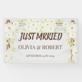 Daisy Net getrouwd bruiloft houten bloemen Spandoek (Horizontaal)