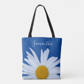 Daisy Ocean Blue White Script Canvas tas (Achterkant)