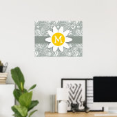 Daisy on Ash Gray, Grey Paisley Poster (Thuiskantoor)