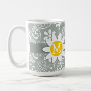 Daisy on Ash Grey; Gray Paisley Koffiemok