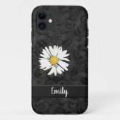 Daisy on Black Damask Coque-Mate coque iphone (Dos)