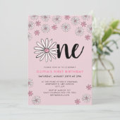 Daisy One Floral 1e Verjaardag Kaart (Staand voorkant)