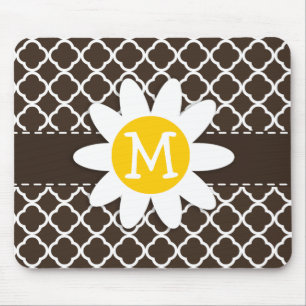 Daisy op Bister Brown Quatrefoil Muismat
