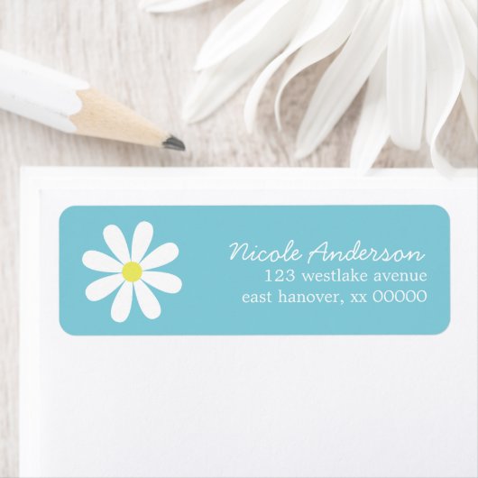 Daisy op blauw etiket (Insitu)