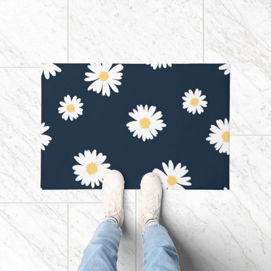 Daisy op blauw patroon deurmat (Binnen)