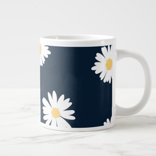 Daisy op blauw patroon extra grote beker (Rechts)