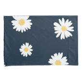 Daisy op blauw patroon kussensloop (Voorkant-Rechts)