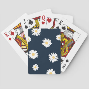 Daisy op blauw patroon pokerkaarten