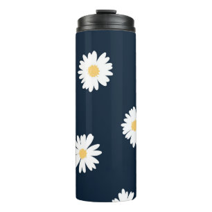 Daisy op blauw patroon thermosbeker