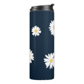 Daisy op blauw patroon thermosbeker (Gedraaid links)