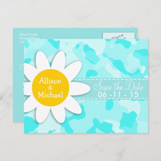 Daisy op Celeste Camo; Camouflage Aankondigingskaart (Voorkant / Achterkant)