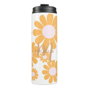 Daisy Oranje Monogram Thermosbeker