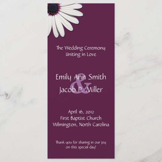 Daisy Paars Wedding Programs Programma (Voorkant)