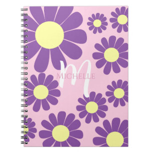 Daisy Paarse Roze Monogram Notitieboek