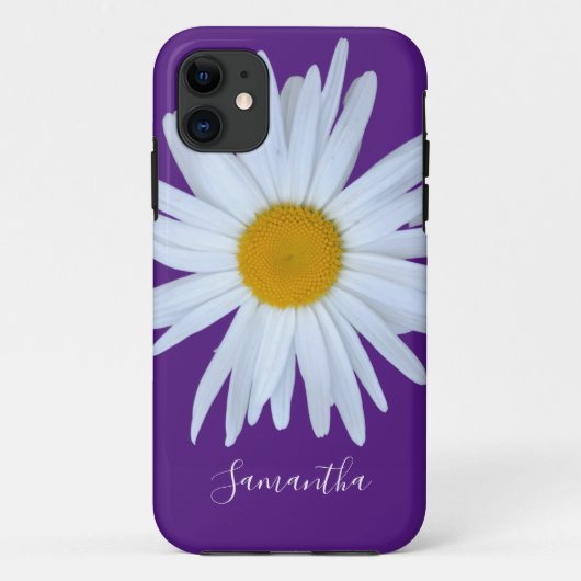 Daisy Paarse witte Script Hoesje-Mate iPhone Case (Achterkant)
