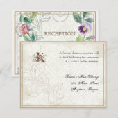 Daisy, Pansy, Roos n vlinder - Huwelijksreceptie Kaart (Voorkant / Achterkant)