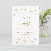 Daisy Party 2e Birthday Invitation - White Kaart (Staand voorkant)