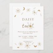 Daisy Party 2ème anniversaire Invitation - Blanc (Devant / Derrière)