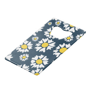 Daisy patroon, bloemenpatroon, witte madeliefjes kredietkaart flessenopener