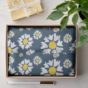 Daisy patroon, bloemenpatroon, witte madeliefjes tissuepapier