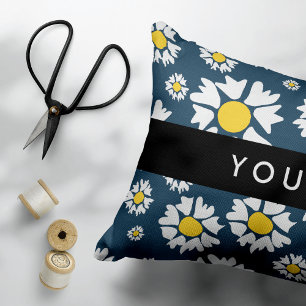Daisy Patroon, Witte Madeliefjes, Uw Naam Accent Kussen
