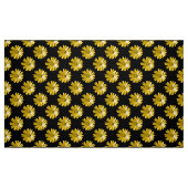 Daisy Pattern - Amber op Black Fabric Stof (Fat Quarter)