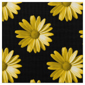 Daisy Pattern - Amber op Black Fabric Stof (Close Up)