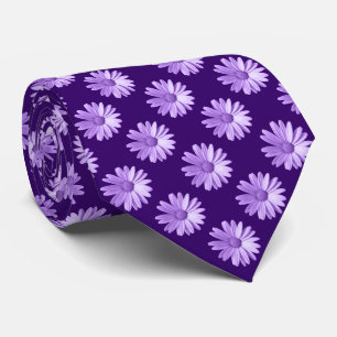 Daisy Pattern - Deep Paars Stropdas