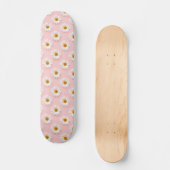 Daisy Pattern Floral White Daisies Pink Skateboard (Voorkant)