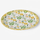 Daisy Pattern, Golden Trim, Papieren Bordje (Gekanteld)