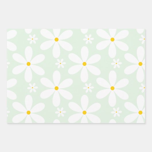 Daisy Pattern (Mint) Inpakpapier Vel (Voorkant)
