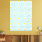 Daisy Pattern op lichtblauwe achtergrond Canvas Afdruk (Insitu (Woonkamer))